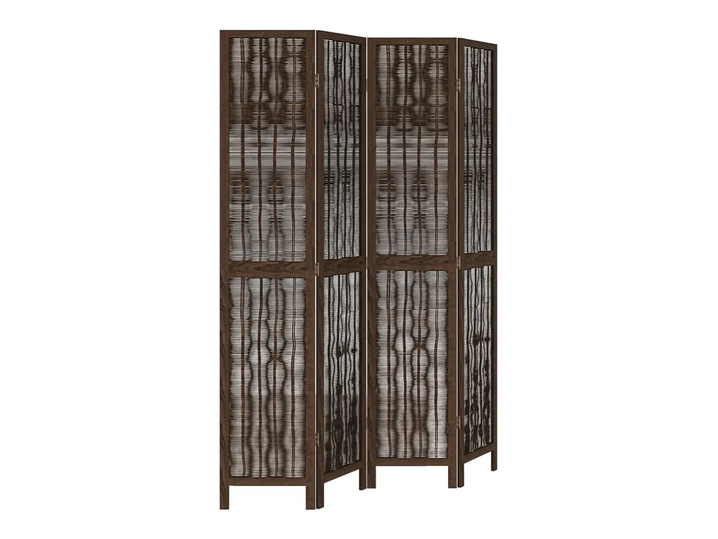 Tabique divisorio de 4 paneles de paulownia maciza en color marrón oscuro Marru00f3n Hot