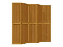Sale Tabique divisorio de 5 paneles en madera maciza de paulownia marrón Marru00f3n