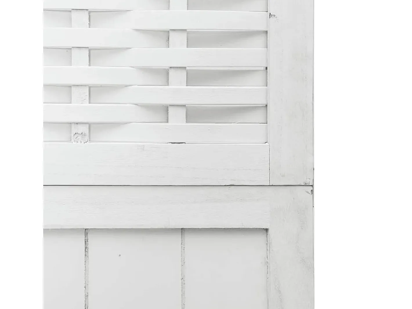 Tabique divisorio de 4 paneles en madera maciza de paulownia blanca Blanco