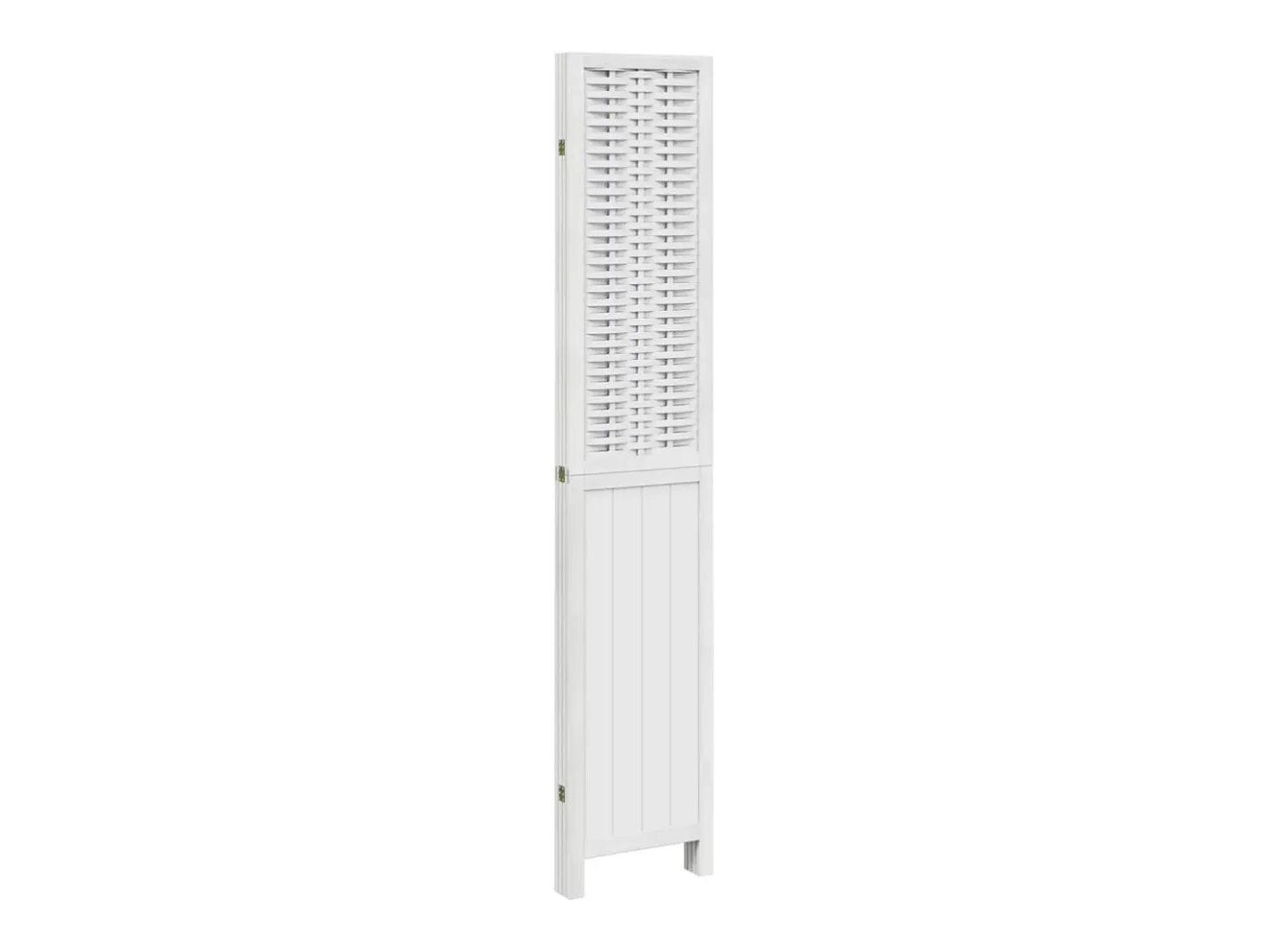 Tabique divisorio de 4 paneles en madera maciza de paulownia blanca Blanco