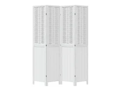 Tabique divisorio de 4 paneles en madera maciza de paulownia blanca Blanco
