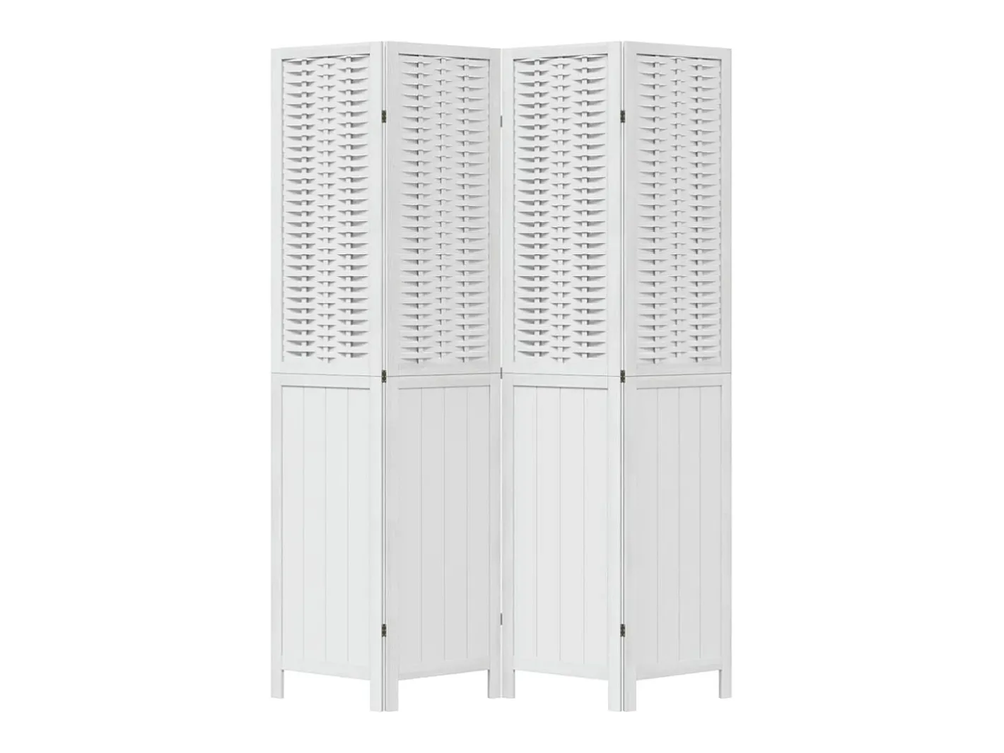 Tabique divisorio de 4 paneles en madera maciza de paulownia blanca Blanco