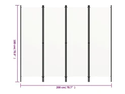 Biombo-Tabique divisorio de 4 paneles 200x180 cm Blanco