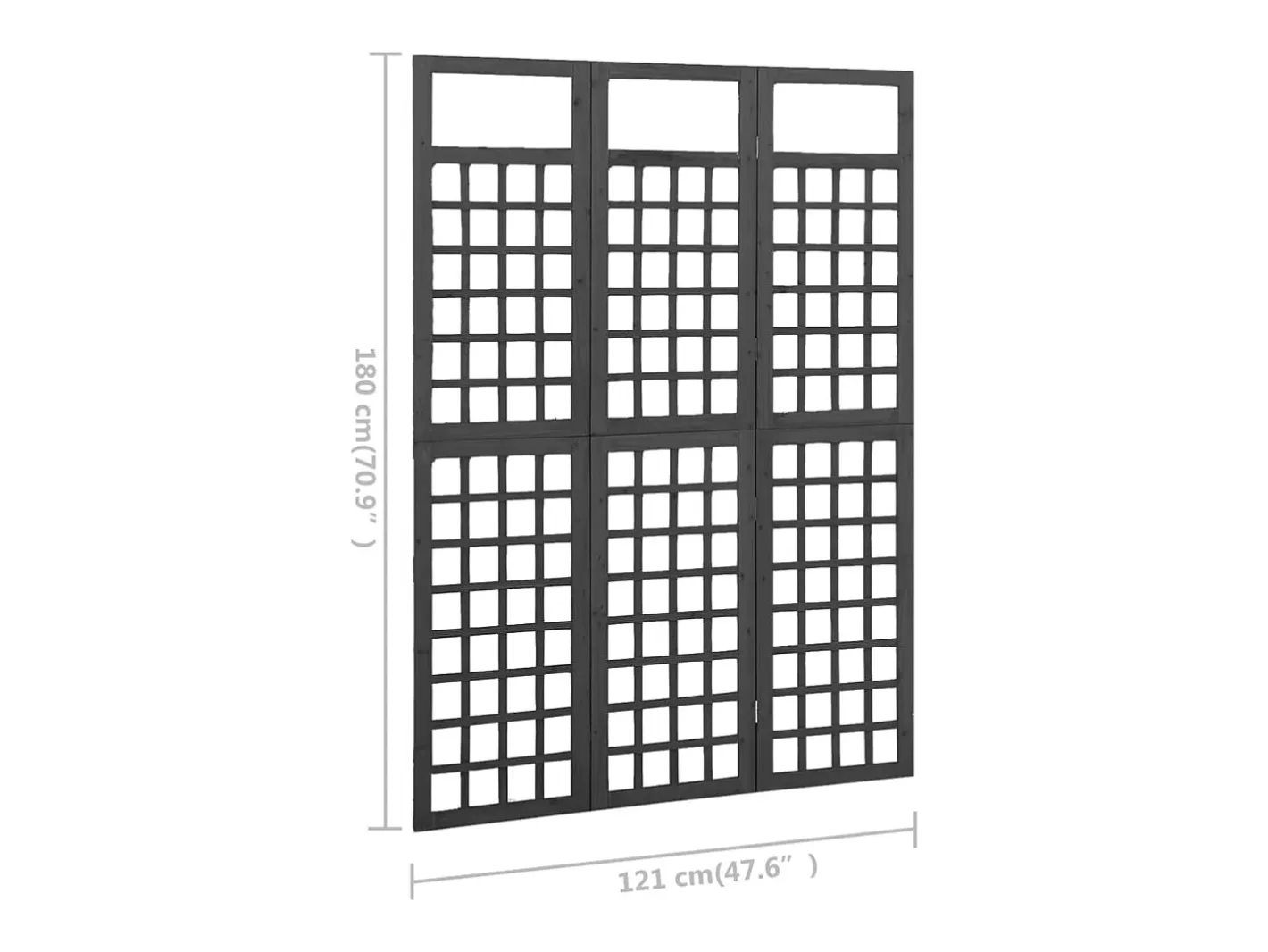 Tabique divisorio de 3 paneles Madera de pino 121x180 cm Negro Clearance