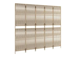 Tabique divisorio de 5 paneles de mimbre de resina Beige Hot