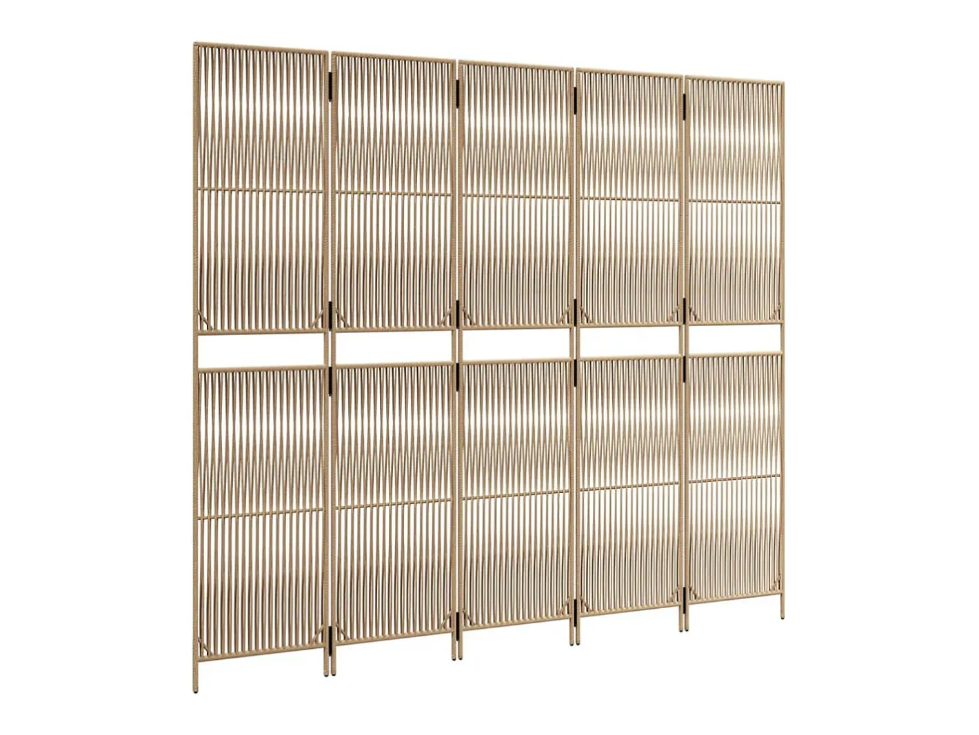 Tabique divisorio de 5 paneles de mimbre de resina Beige Hot