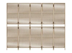 Tabique divisorio de 5 paneles de mimbre de resina Beige Hot