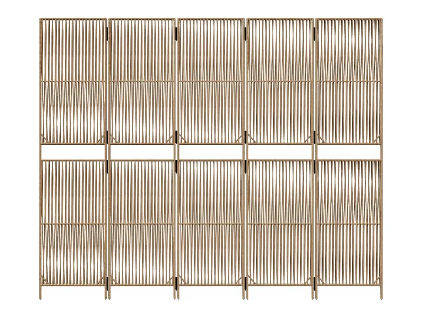 Tabique divisorio de 5 paneles de mimbre de resina Beige Hot