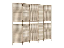 Tabique divisorio de 5 paneles de mimbre de resina Beige Hot