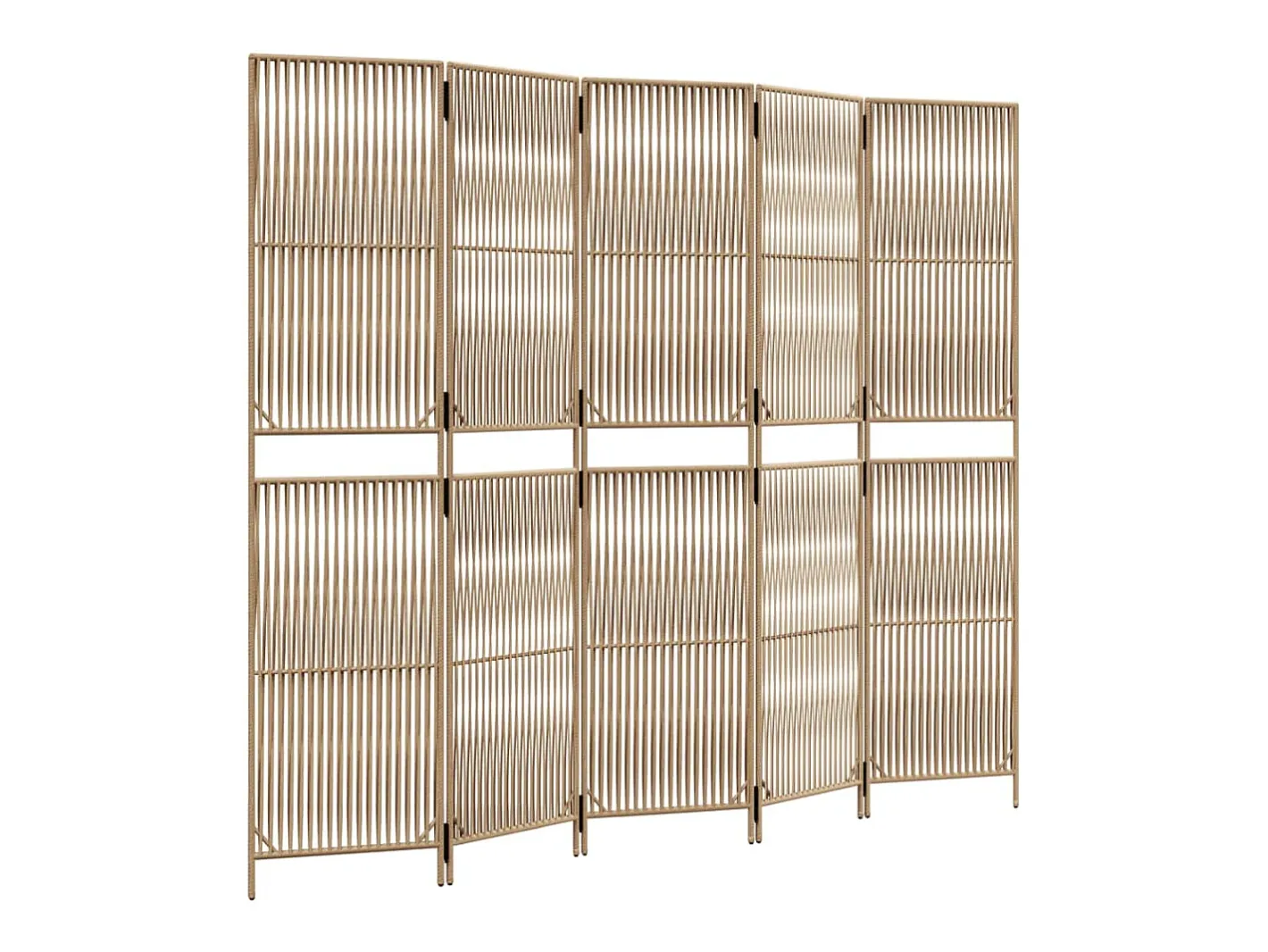 Tabique divisorio de 5 paneles de mimbre de resina Beige Hot