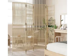 Tabique divisorio de 5 paneles de mimbre de resina Beige Hot