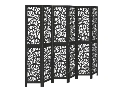 Sale Tabique divisorio de 6 paneles en madera maciza de paulownia negra Negro