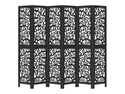 Sale Tabique divisorio de 6 paneles en madera maciza de paulownia negra Negro
