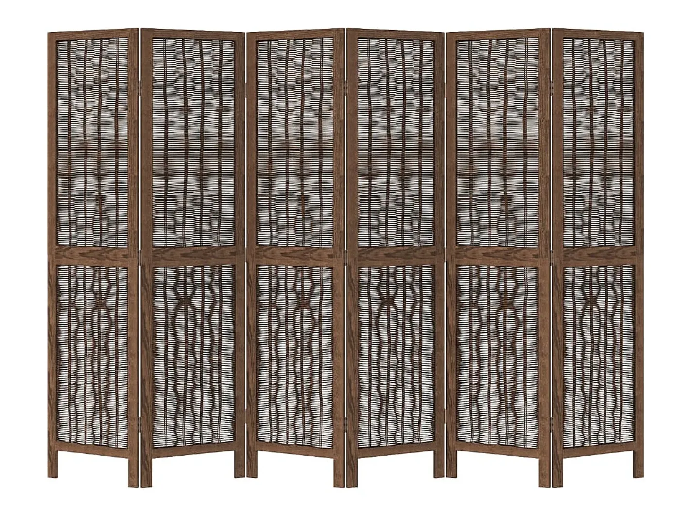 Tabique divisorio de 6 paneles en color marrón oscuro fabricado en paulownia maciza Marru00f3n Online