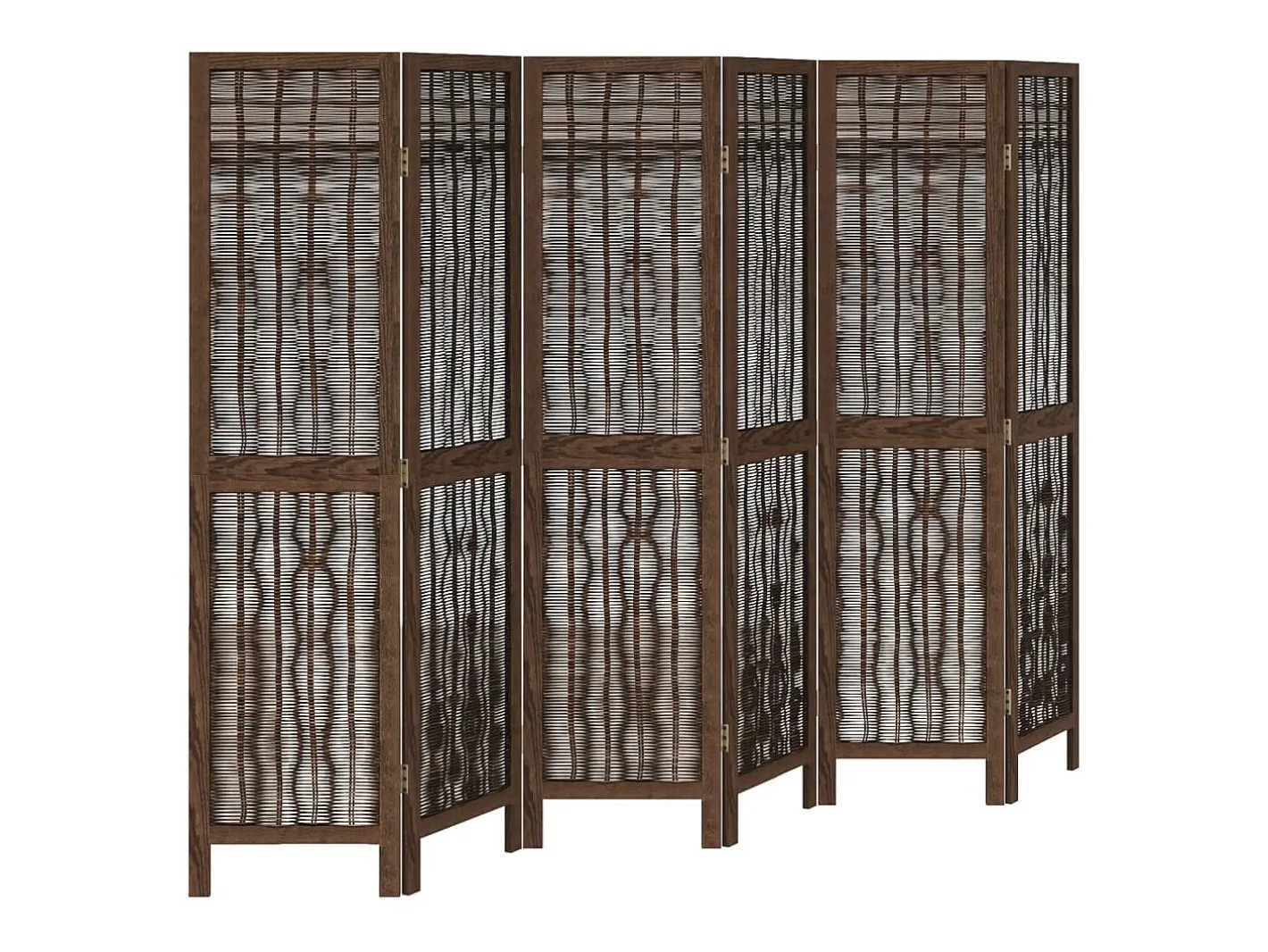 Tabique divisorio de 6 paneles en color marrón oscuro fabricado en paulownia maciza Marru00f3n Online