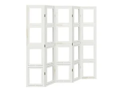 Outlet Tabique divisorio de 5 paneles en madera maciza de paulownia blanca Blanco