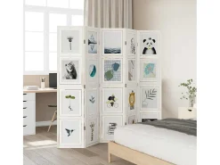 Outlet Tabique divisorio de 5 paneles en madera maciza de paulownia blanca Blanco