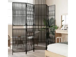 Tabique divisorio de 5 paneles de mimbre de resina negra Negro Online