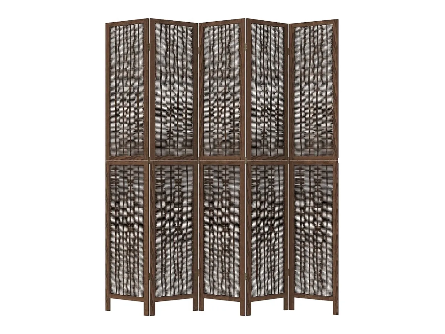 New Tabique divisorio de 5 paneles en marrón oscuro fabricado en paulownia maciza Marru00f3n