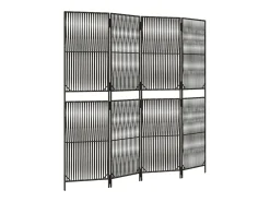 Biombo-Tabique divisorio de mimbre de resina de 4 paneles Gris