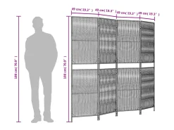 Biombo-Tabique divisorio de mimbre de resina de 4 paneles Gris