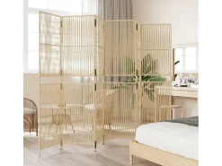 Clearance Tabique divisorio de mimbre de resina de 6 paneles Beige