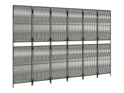 Biombo-Tabique divisorio de mimbre de resina de 6 paneles Gris