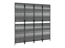 Tabique divisorio de mimbre de resina negra de 4 paneles Negro Hot
