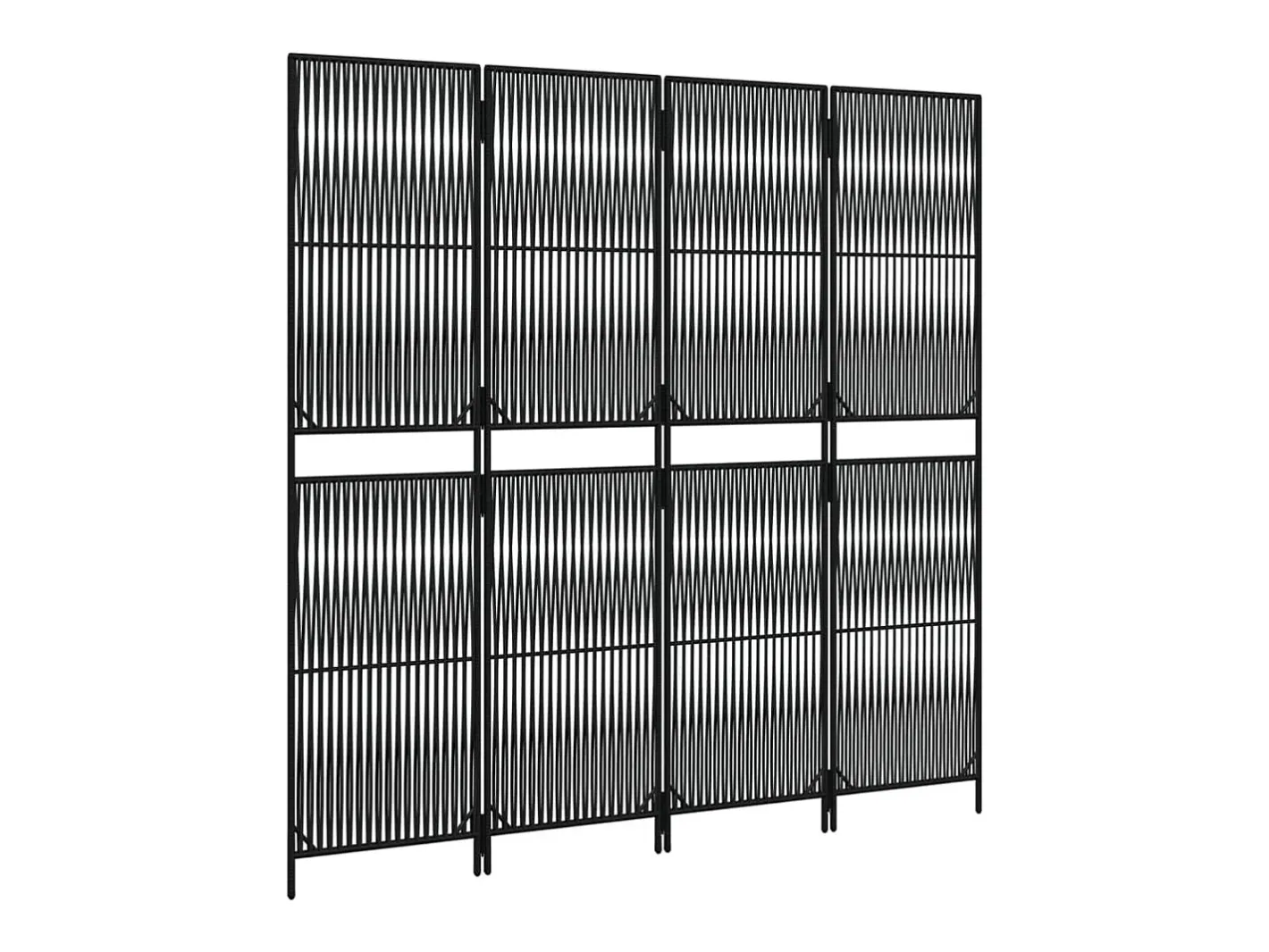 Tabique divisorio de mimbre de resina negra de 4 paneles Negro Hot