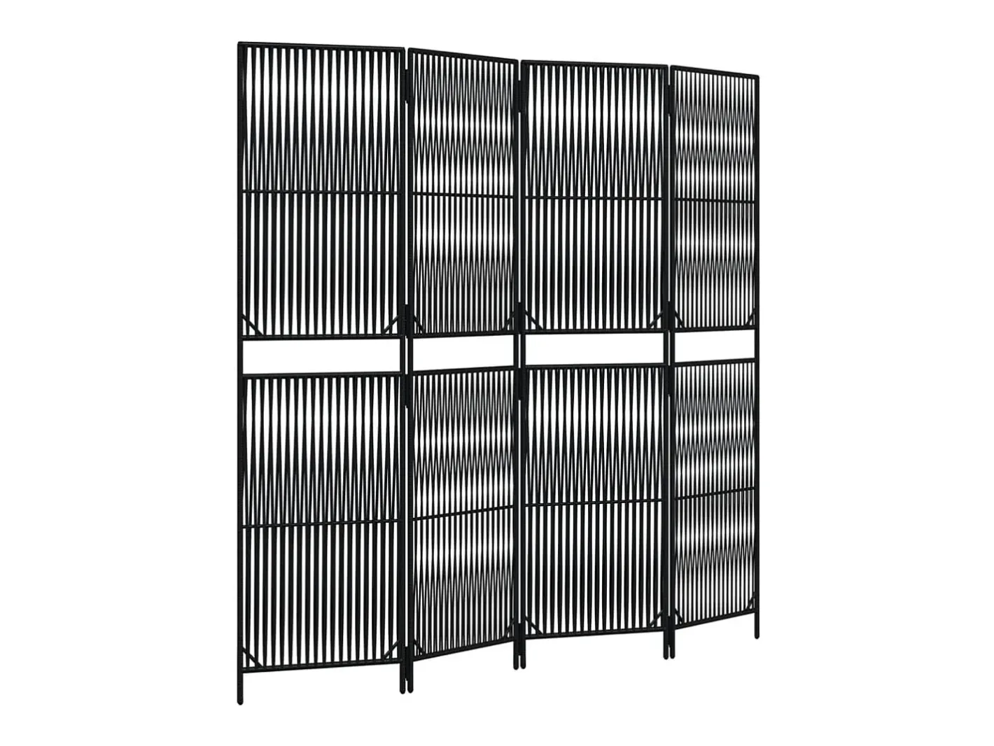 Tabique divisorio de mimbre de resina negra de 4 paneles Negro Hot