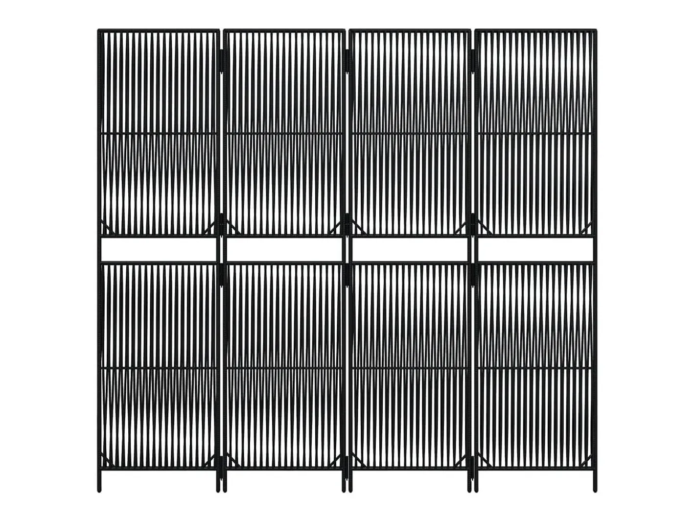Tabique divisorio de mimbre de resina negra de 4 paneles Negro Hot