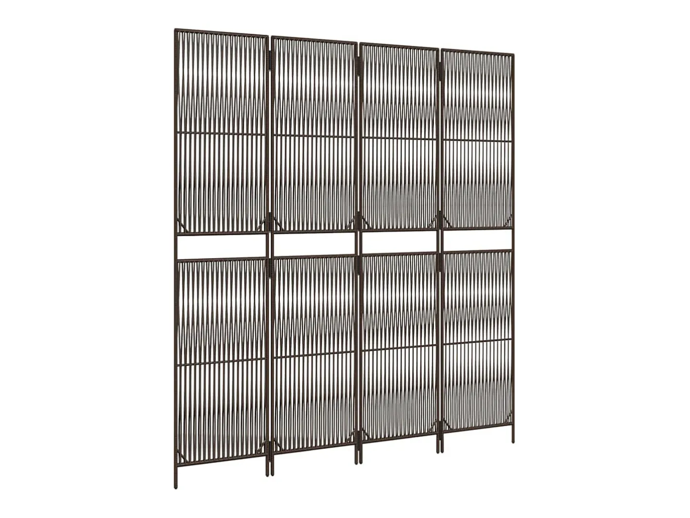 Biombo-Tabique divisorio de mimbre de resina marrón de 4 paneles Marru00f3n