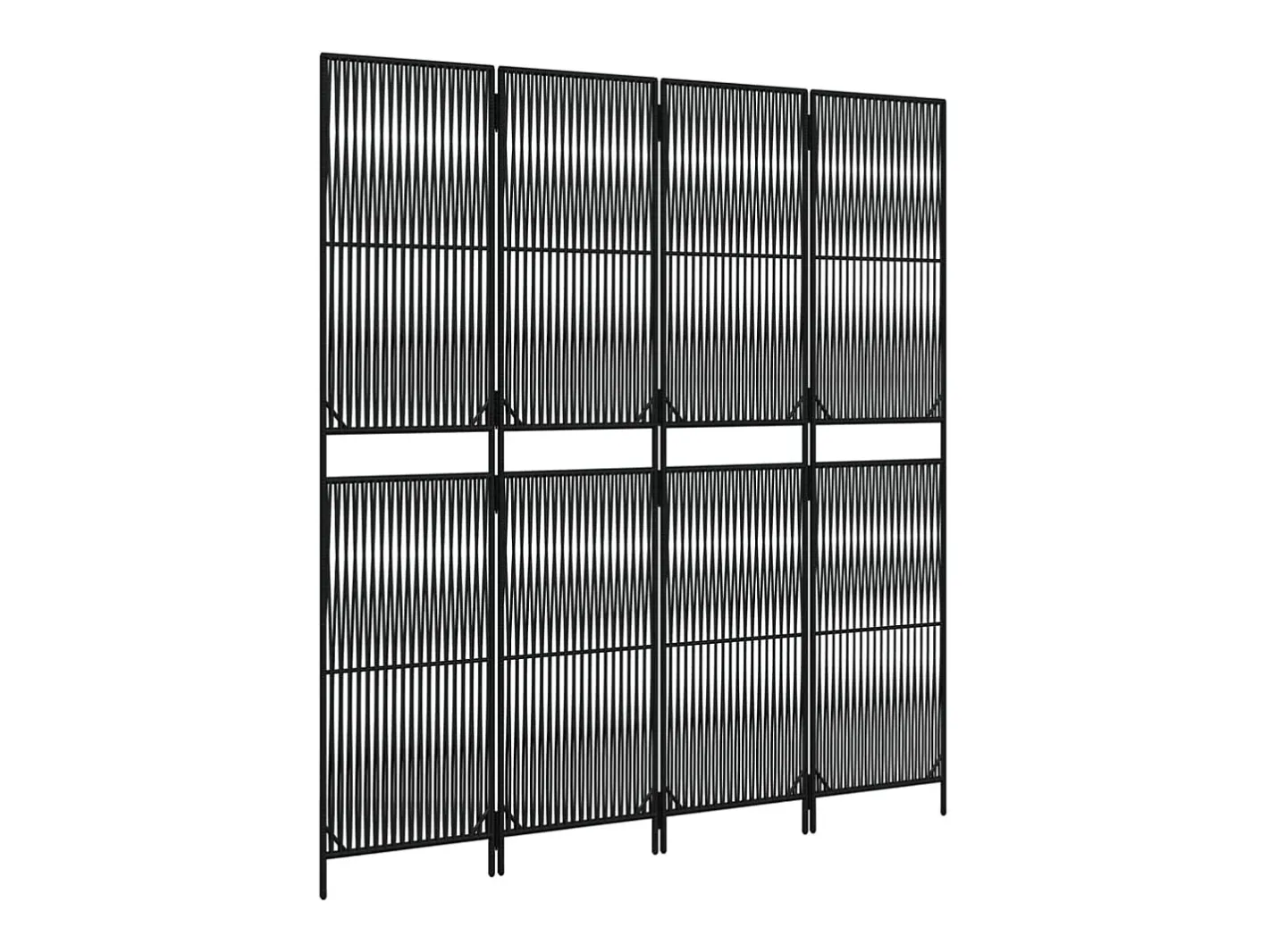 Tabique divisorio de mimbre de resina negra de 4 paneles Negro New