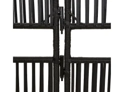 Tabique divisorio de mimbre de resina negra de 4 paneles Negro New
