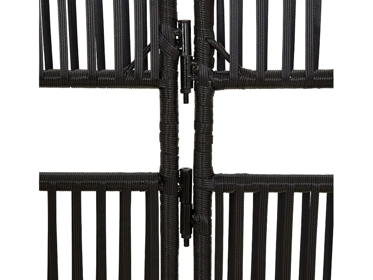 Tabique divisorio de mimbre de resina negra de 4 paneles Negro New