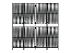 Tabique divisorio de mimbre de resina negra de 4 paneles Negro New