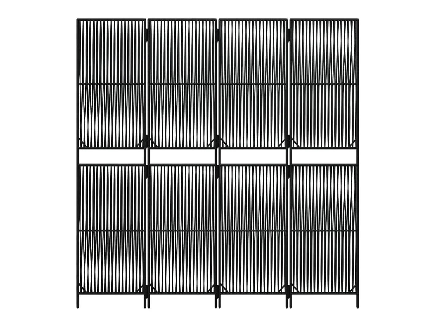 Tabique divisorio de mimbre de resina negra de 4 paneles Negro New