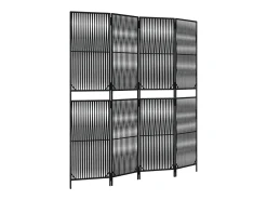 Tabique divisorio de mimbre de resina negra de 4 paneles Negro New