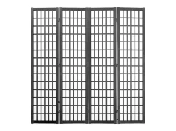 Biombo-Tabique Divisorio SucceBuy, Tabique Divisorio Japonés de 4 Paneles, Tabique Japonés Portátil, de Madera, Gira 360°, 162 x 170 x 1,9 cm, para Separar Habitaciones Negro