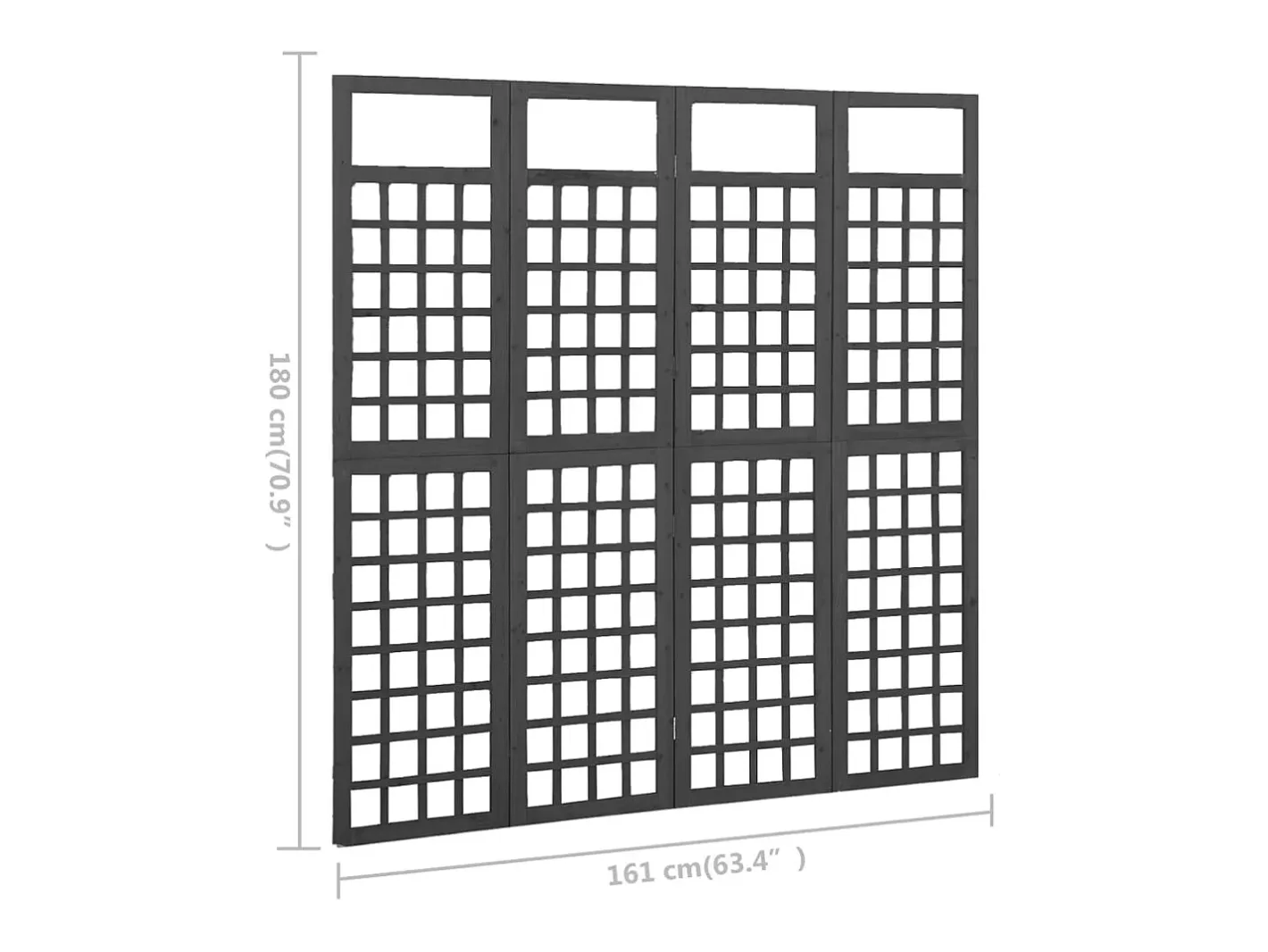 Tabique divisorio/celosía de 4 paneles de madera maciza de abeto Negro Clearance