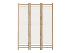 Sale Tabique plegable 3 paneles 120 cm Bambú y lona Crema