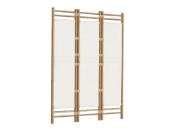Sale Tabique plegable 3 paneles 120 cm Bambú y lona Crema