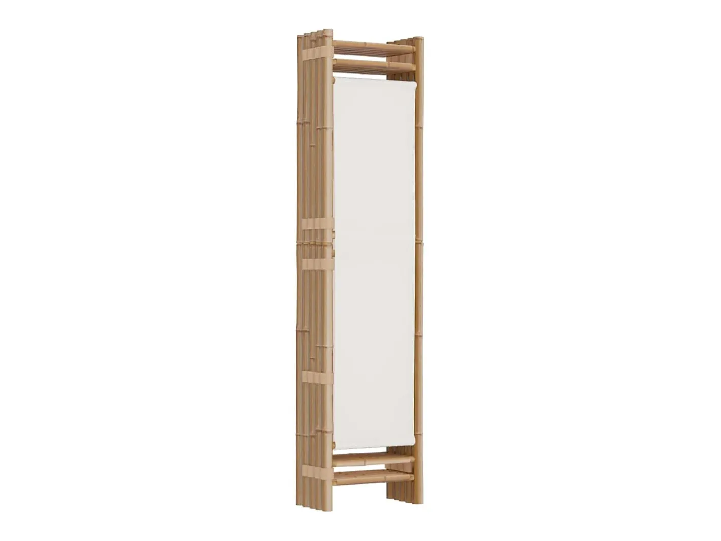 Biombo-Tabique plegable 5 paneles 200 cm Bambú y lona Crema