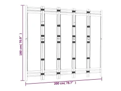 Biombo-Tabique plegable 5 paneles 200 cm Bambú y lona Crema