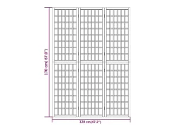 Biombo-Tabique plegable 3 paneles 120x170 cm Blanco
