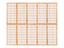Biombo-Tabique plegable 5 paneles 200x170 cm Marru00f3n