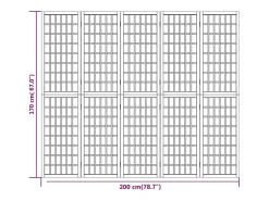 Tabique plegable 5 paneles 200x170 cm Blanco Best