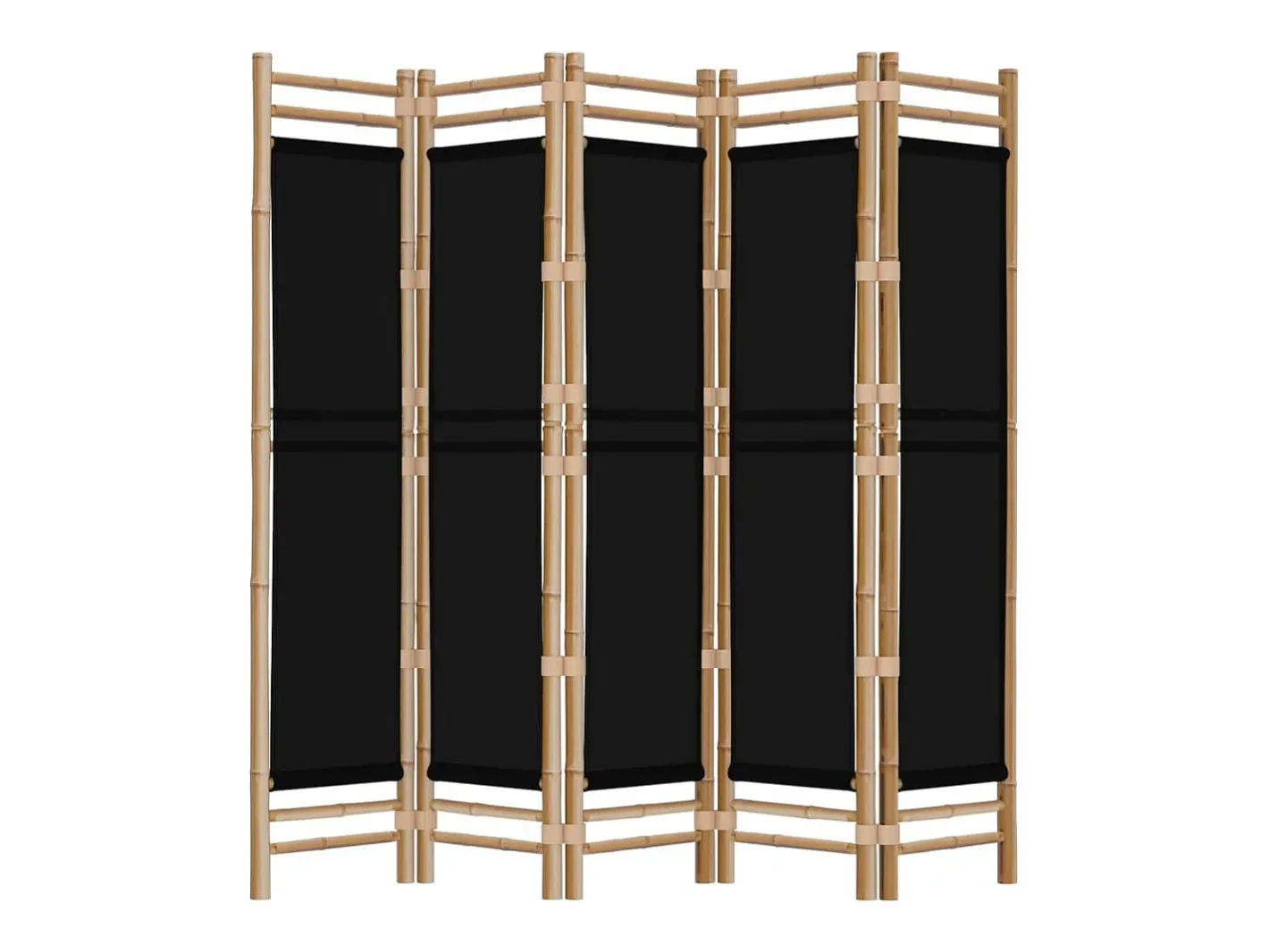 Best Tabique plegable 5 paneles 200 cm Bambú y lona Negro