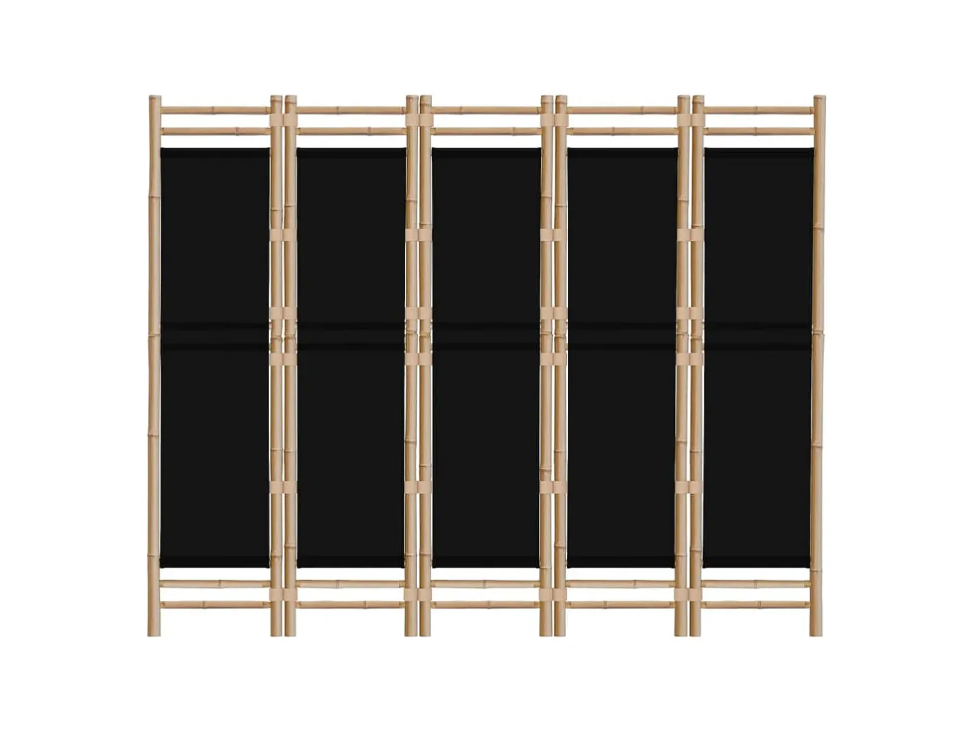 Best Tabique plegable 5 paneles 200 cm Bambú y lona Negro