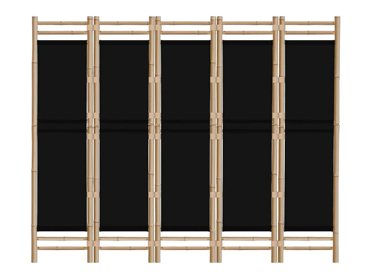 Best Tabique plegable 5 paneles 200 cm Bambú y lona Negro